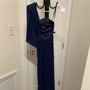 One shoulder maxi dress in navy
